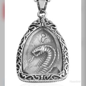 Engarved Snake Pendant Necklace 24 Inch
